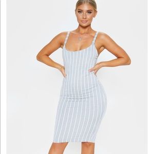 Grey striped midi dress